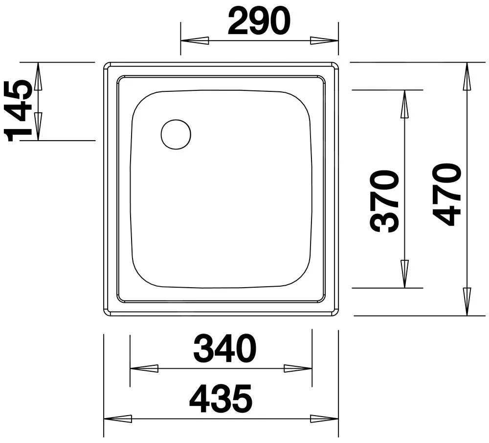 Blanco Top Ee 4x4 konyhai mosogató – rozsdamentes acél mosogató, 47 × 43,5 cm, rozsdamentes