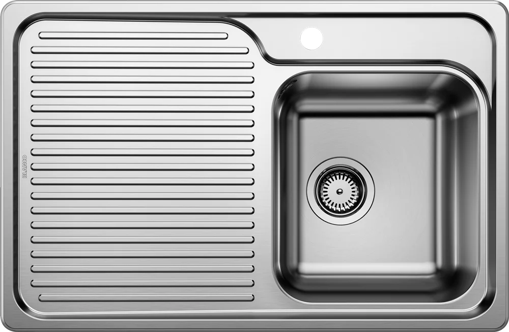 Blanco Classic 40 S Kitchen Sink – Stainless Steel Sink, 78 × 51 cm, Small Bowl on the Right, Satin Finish Stainless Steel