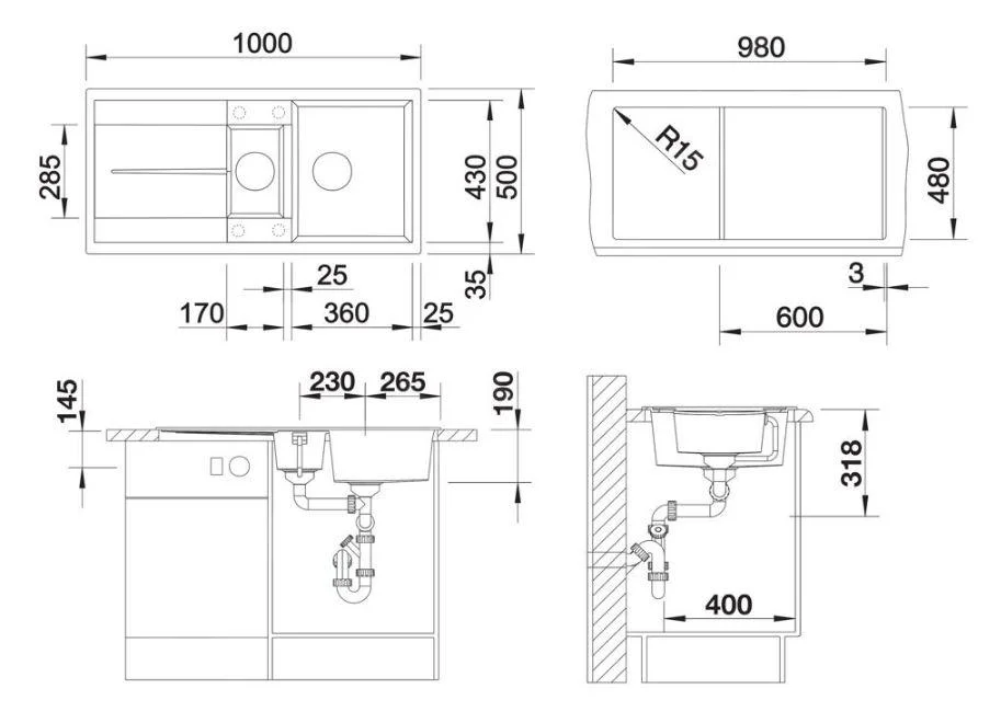 Blanco Metra 6 S konyhai mosogató – silgranit mosogató, 100 × 50 cm, kiegészítők nélkül, excentrikus vezérlés nélkül, fehér