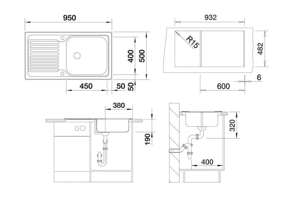 Blanco Tipo XL 6 S konyhai mosogató – rozsdamentes acél mosogató, 95 × 50 cm, rozsdamentes