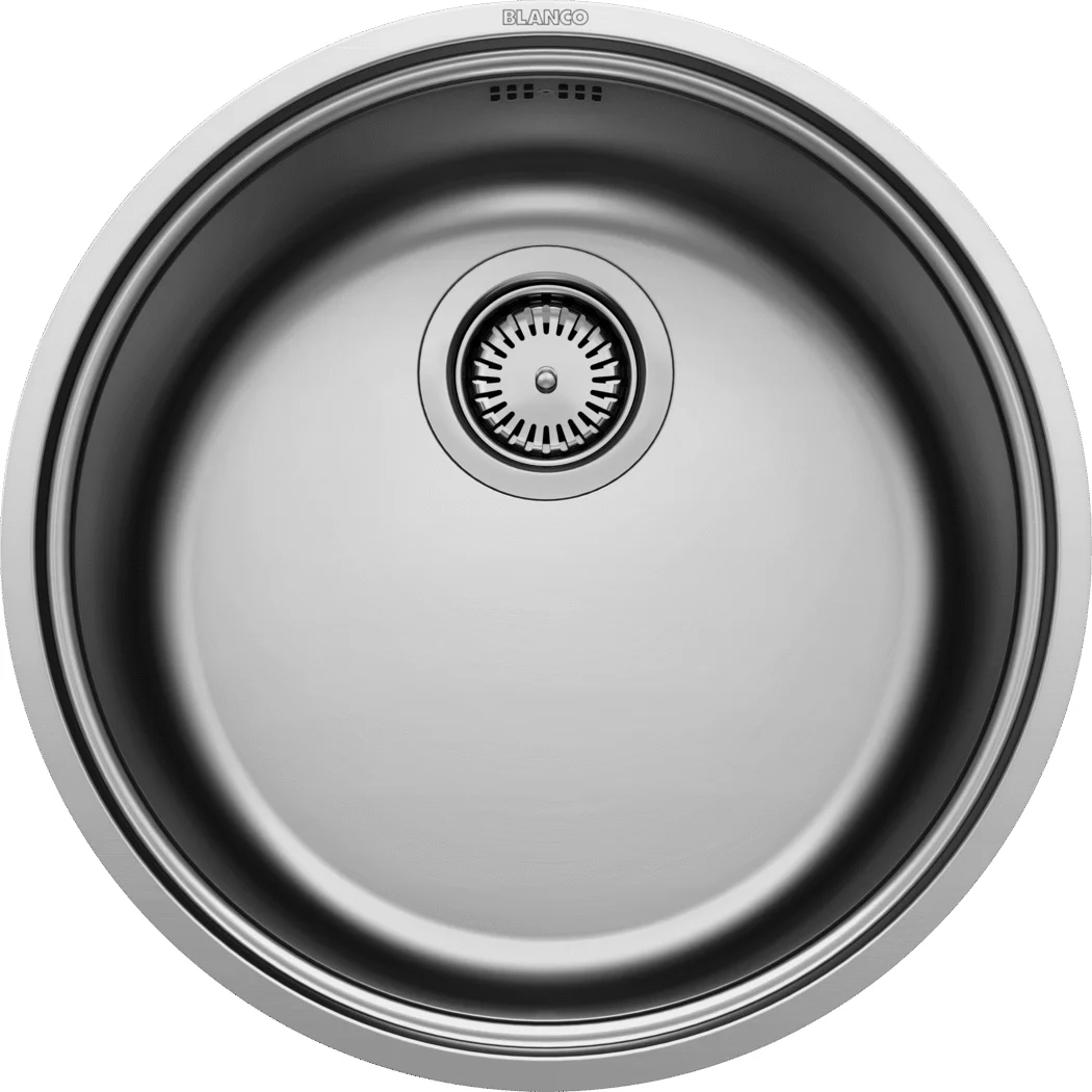Kuchynský drez Blanco Rondosol-IF 3 - 1/2" – nerezový drez, 45 × 45 cm, leštený nerez