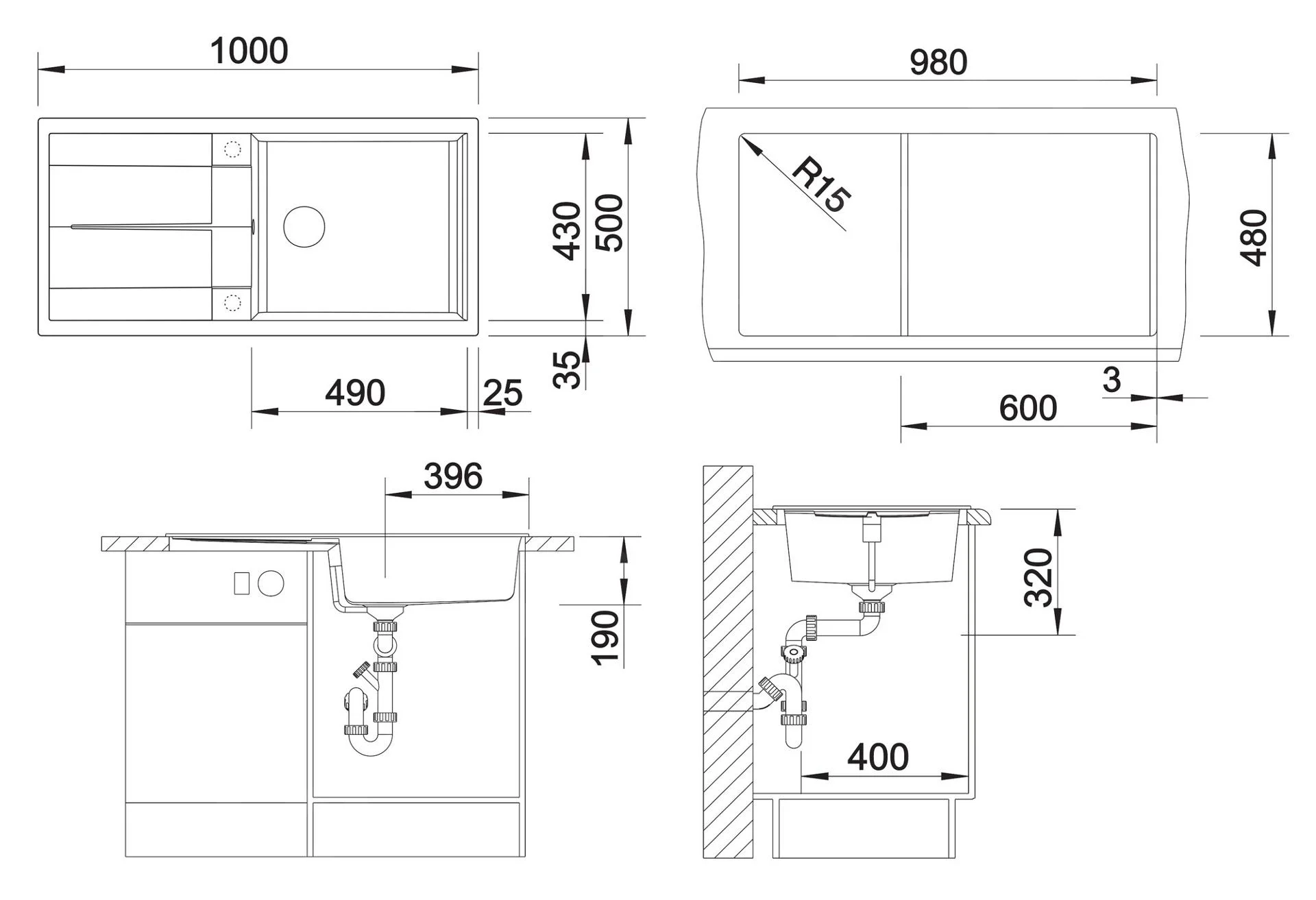 Konyhai mosogató Blanco Metra XL 6 S – silgranit mosogató, 100 × 50 cm, excentrikus, fehér