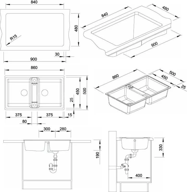 Kitchen Sink Blanco Zia 9 – Silgranit Sink, 86 × 50 cm, Anthracite