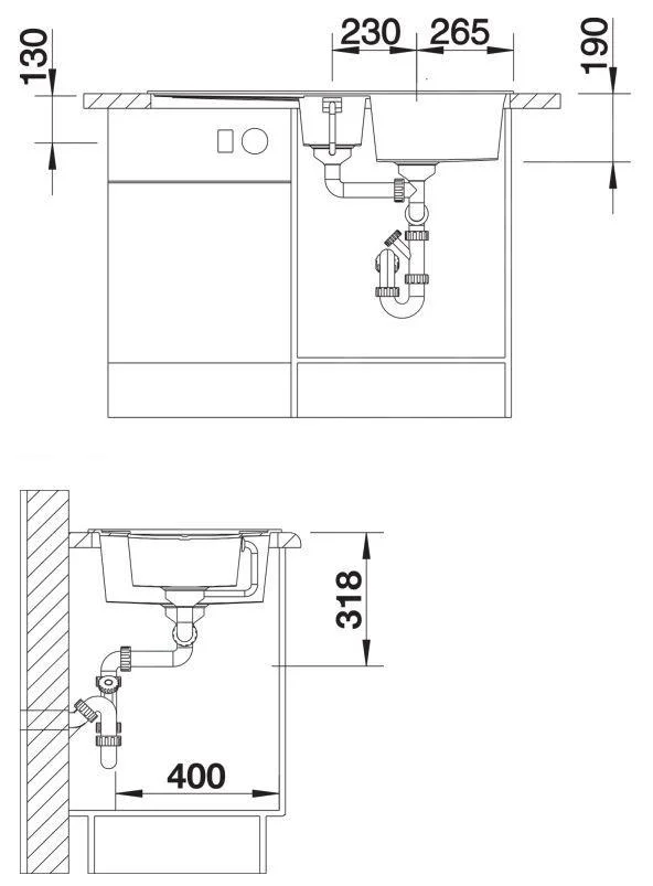 Kitchen Sink Blanco Metra 6 S – Silgranit Sink, 100 × 50 cm, with Accessories: Stainless Steel Bowl, with Excenter, Tartufo