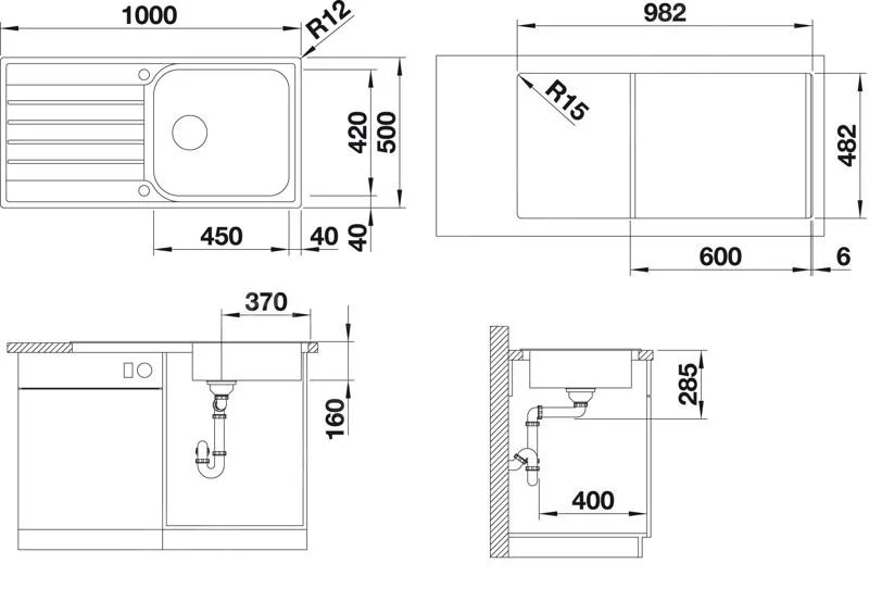 Konyhai mosogató Blanco Livit XL 6 S – rozsdamentes acél mosogató, 100 × 50 cm, polírozott rozsdamentes acél