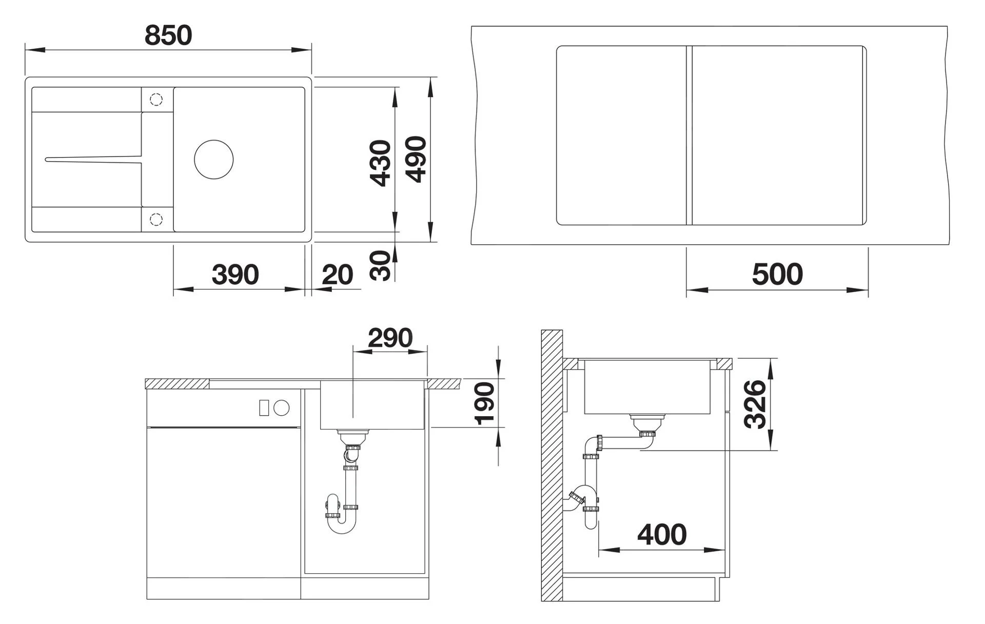 Küchenspüle Blanco Metra 5 S-F – Silgranitspüle, 85 × 49 cm, Kaffee
