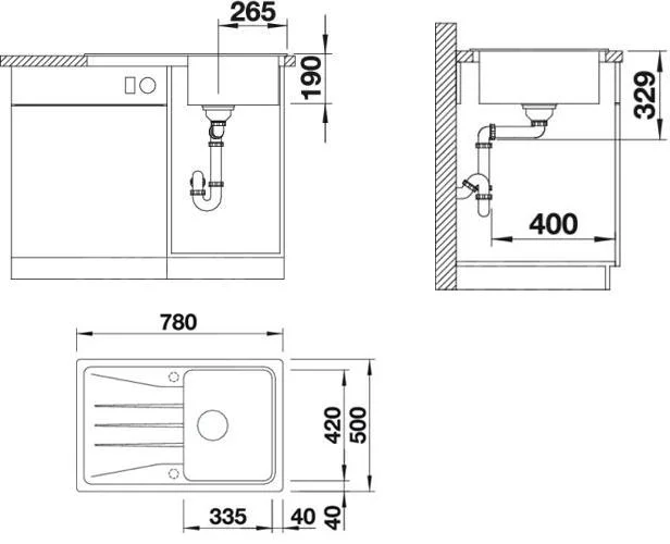 Blanco Sona 45 S Kitchen Sink – Silgranit Sink, 78 × 50 cm, Gray Rock