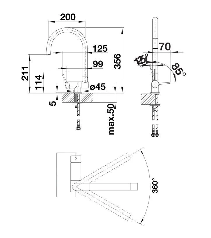 Blanco Coressa-F Sink Faucet, Foldable Under Window, Chrome (521543)
