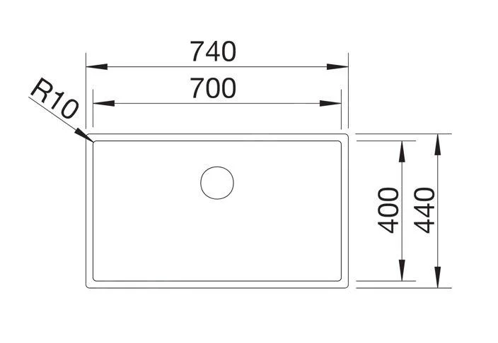 Küchenspüle Blanco Claron 700-U – Edelstahlspüle, 74 × 44 cm, Edelstahl seidenmatt