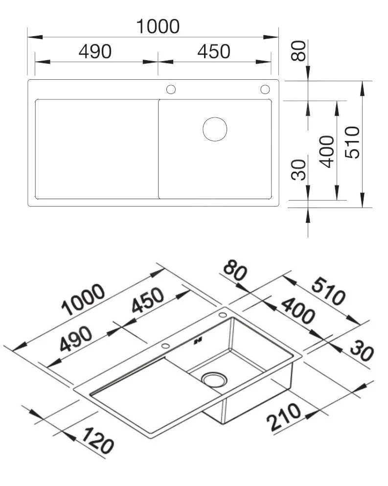 Kuchyňský dřez Blanco Claron 5 S-IF – nerezový dřez, 100 × 51 cm, hlavní vanička vpravo, nerez hedvábný lesk