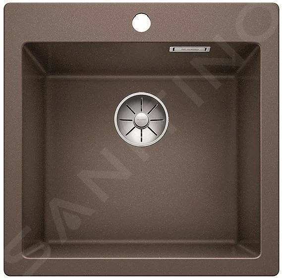 Zlew kuchenny Blanco Pleon 5 – zlew silgranitowy, 51,5 × 51 cm, bez excentra, kawa