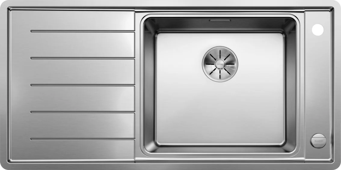 Kuchynský drez Blanco Andano XL 6S-IF – nerezový drez, 100 × 50 cm, malá vanička vpravo, nerez hodvábny lesk