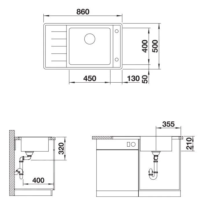 Kuchyňský dřez Blanco Andano XL 6S-IF Compact – nerezový dřez, 86 × 50 cm, malá vanička vpravo, nerez hedvábný lesk
