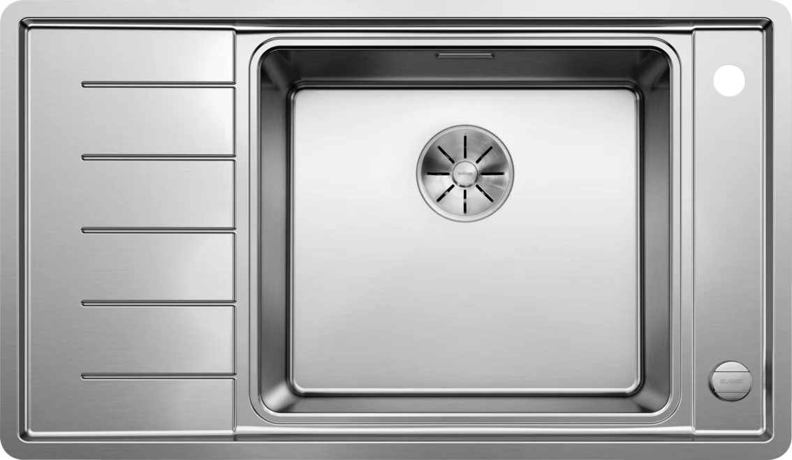 Kuchynský drez Blanco Andano XL 6S-IF Compact – nerezový drez, 86 × 50 cm, malá vanička vpravo, nerez hodvábny lesk