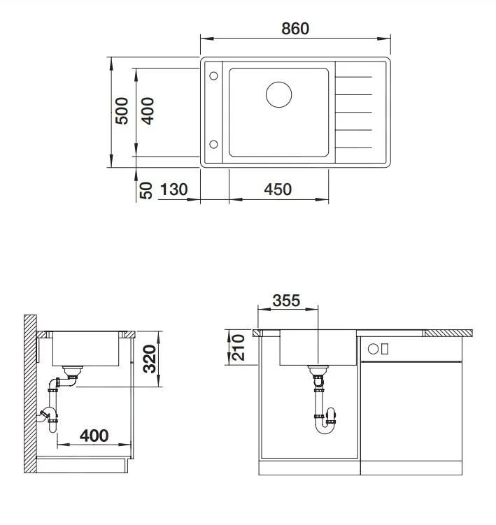 Kuchyňský dřez Blanco Andano XL 6S-IF Compact – nerezový dřez, 86 × 50 cm, malá vanička vlevo, nerez s hedvábným leskem
