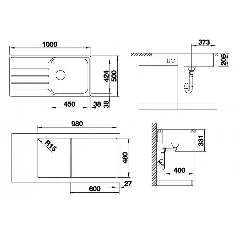 Kitchen Sink Blanco Lemis XL 6S-IF – stainless steel sink, 100 × 50 cm, polished stainless steel (523034)