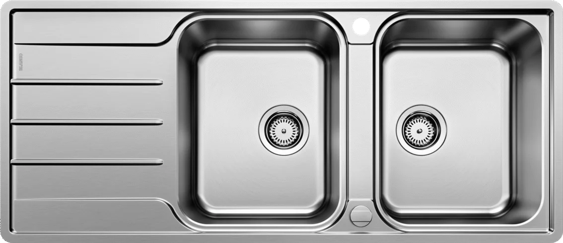 Küchenspüle Blanco Lemis 8S-IF – Edelstahlspüle, 116 × 50 cm, mit Exzenter, polierter Edelstahl
