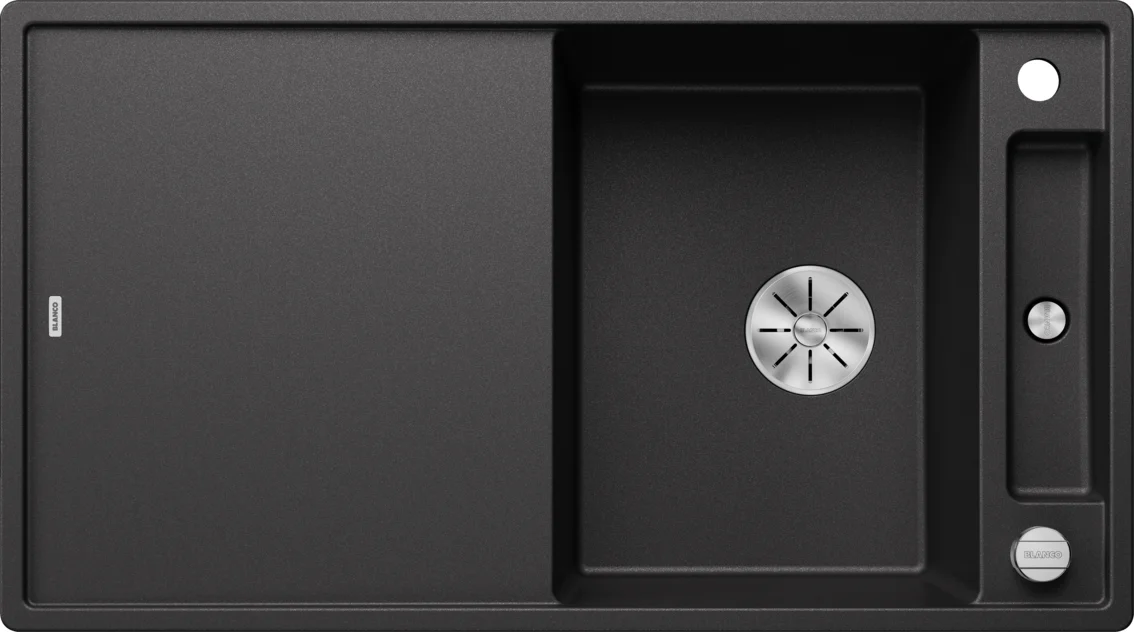 Kitchen Sink Blanco Axia III 5 S – Silgranit Sink, 91.5 × 51 cm, with Accessories: Wooden Cutting Board, Anthracite
