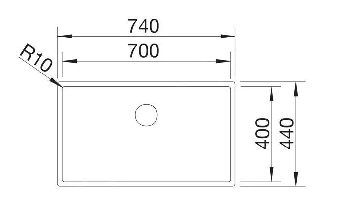 Konyhai mosogató Blanco Claron 700-U Durinox – rozsdamentes mosogató, 74 × 44 cm, durinox rozsdamentes
