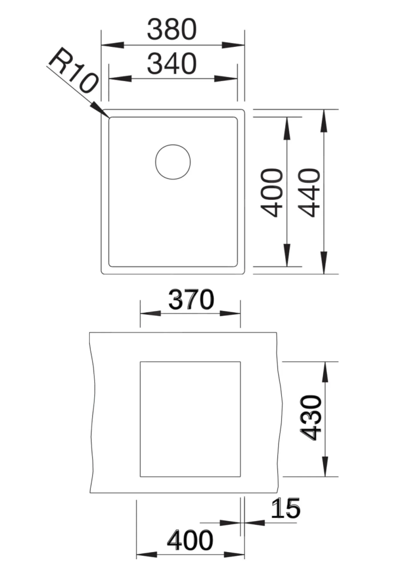 Blanco Claron 340-IF Dx Kitchen Sink – stainless steel sink, 44 × 38 cm, Durinox stainless steel