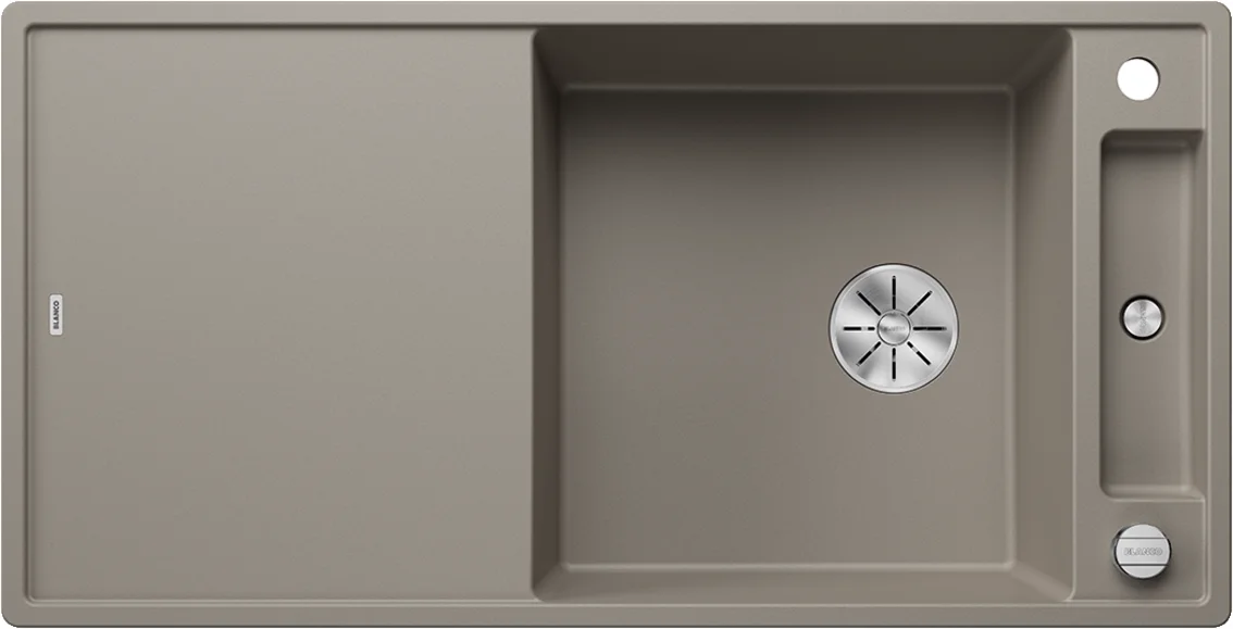 Kitchen Sink Blanco Axia III XL 6 S – Silgranit Sink, 100 × 51 cm, with Accessories: White Glass Cutting Board, Tartufo