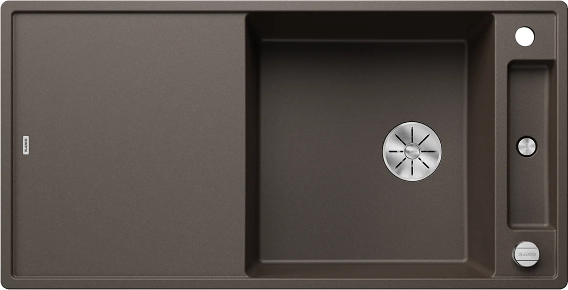 Kitchen Sink Blanco Axia III XL 6 S – Silgranit Sink, 100 × 51 cm, with Accessories: White Glass Cutting Board, Coffee