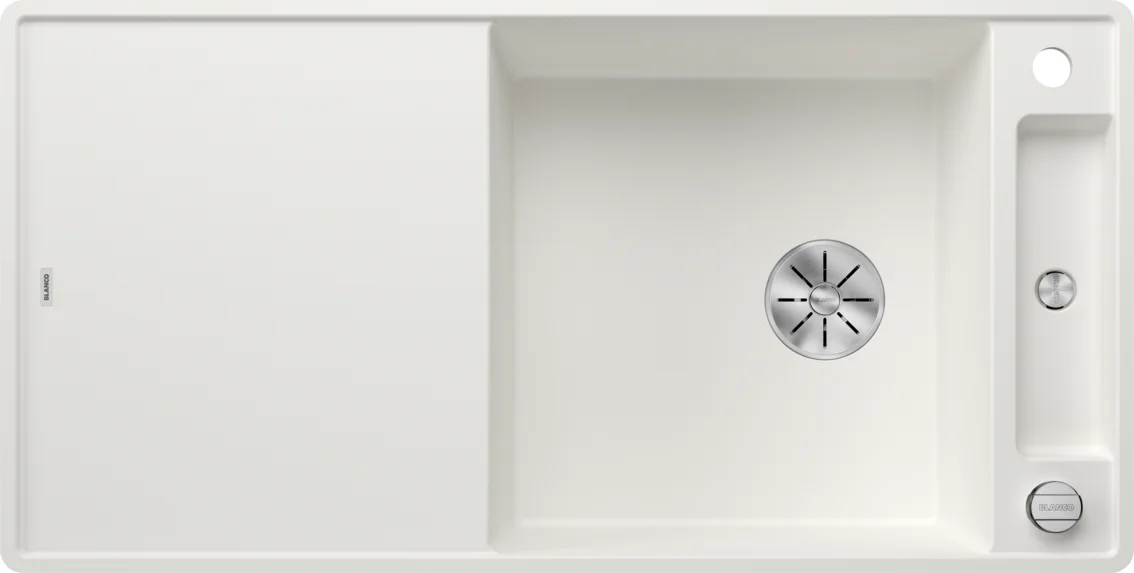 Kuchyňský dřez Blanco Axia III XL 6S-F – silgranitový dřez, 99 × 50 cm, s příslušenstvím: dřevěná krájecí deska, bílá