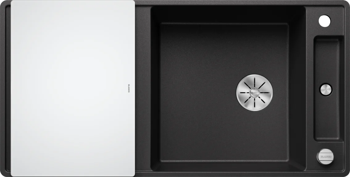 Kuchynský drez Blanco Axia III XL 6S-F – silgranitový drez, 99 × 50 cm, s príslušenstvom: krájacia doska z bieleho skla, antracit