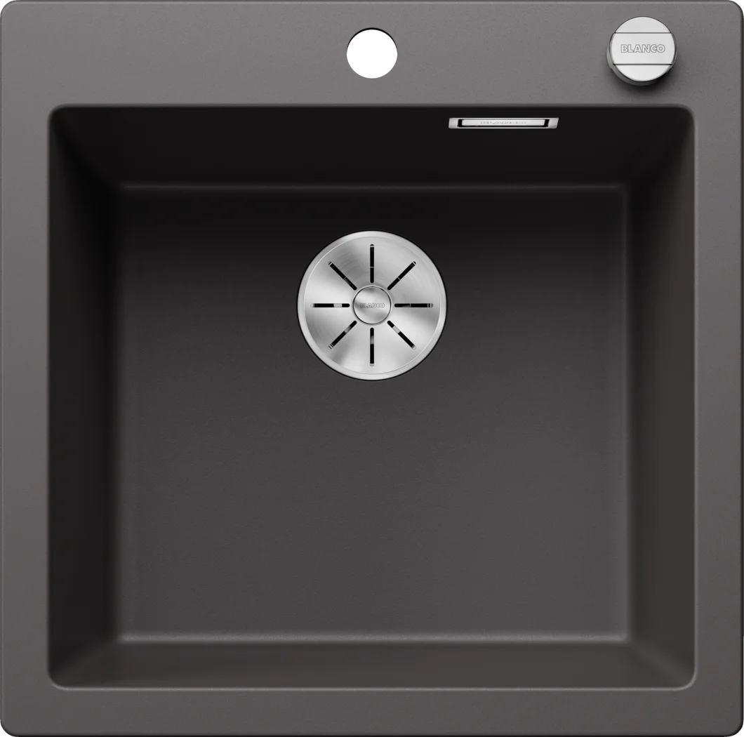 Kitchen Sink Blanco Pleon 5 – Silgranit Sink, 51.5 × 51 cm, with Excenter, Gray Rock