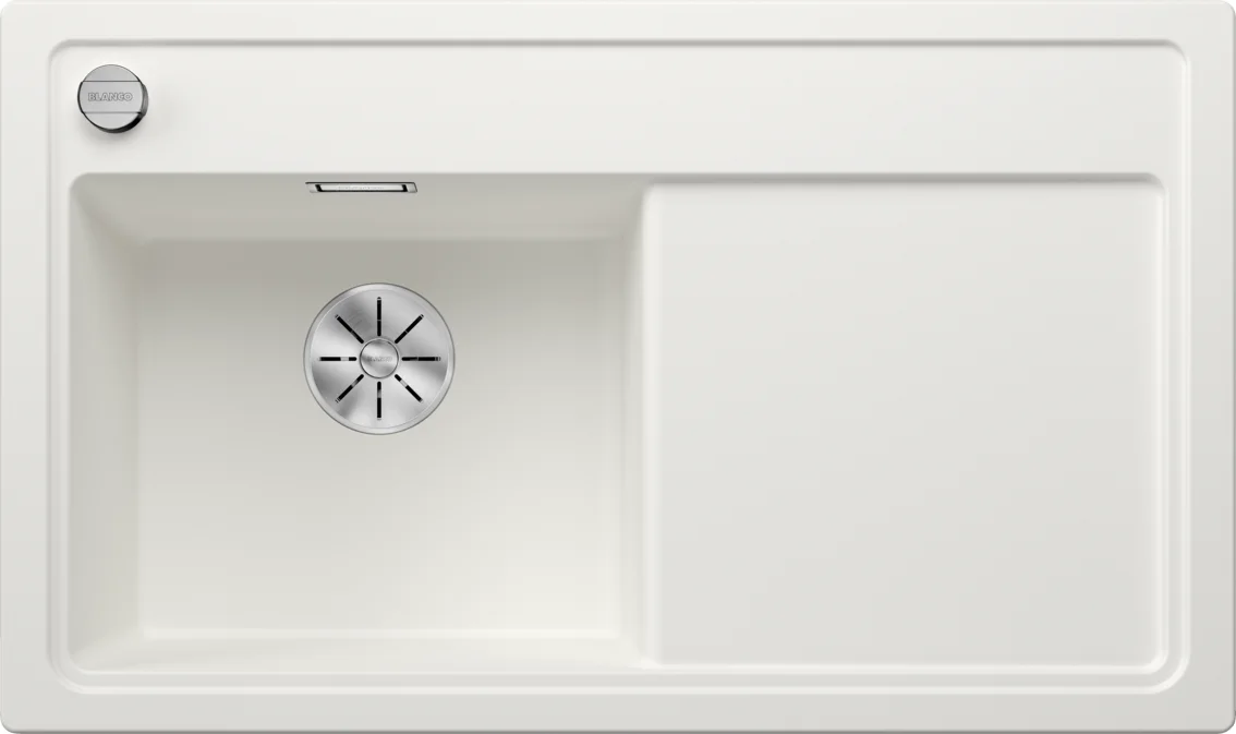 Blanco Zenar 45 S Kitchen Sink – Silgranit Sink, Small Bowl on the Left, White