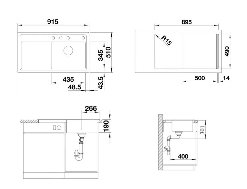 Konyhai mosogató Blanco Zenar 5 S – silgranit mosogató, 91,5 × 51 cm, tartufo