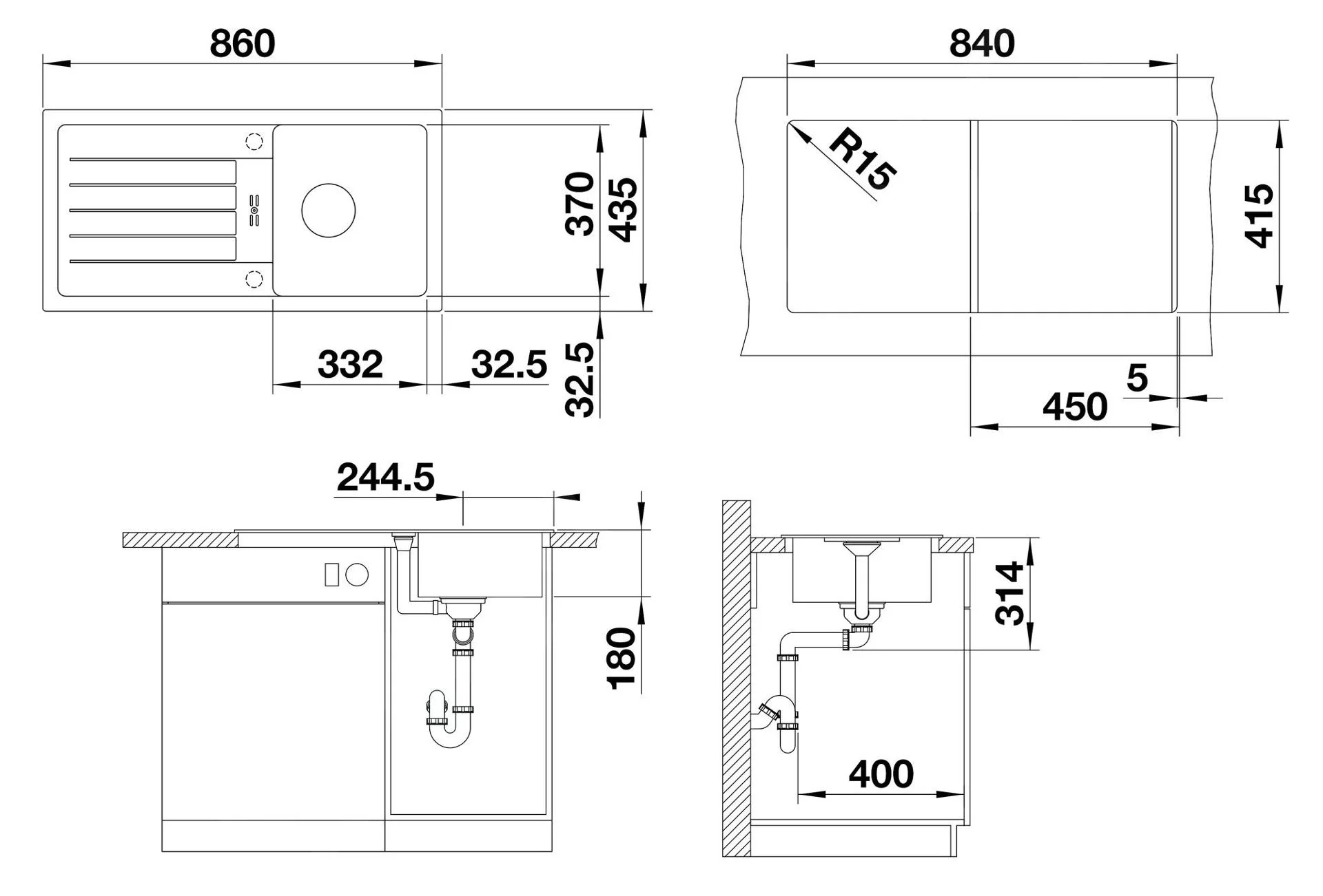 Blanco Favum 45 S konyhai mosogató – silgranit mosogató, 86 × 43,5 cm, kávé