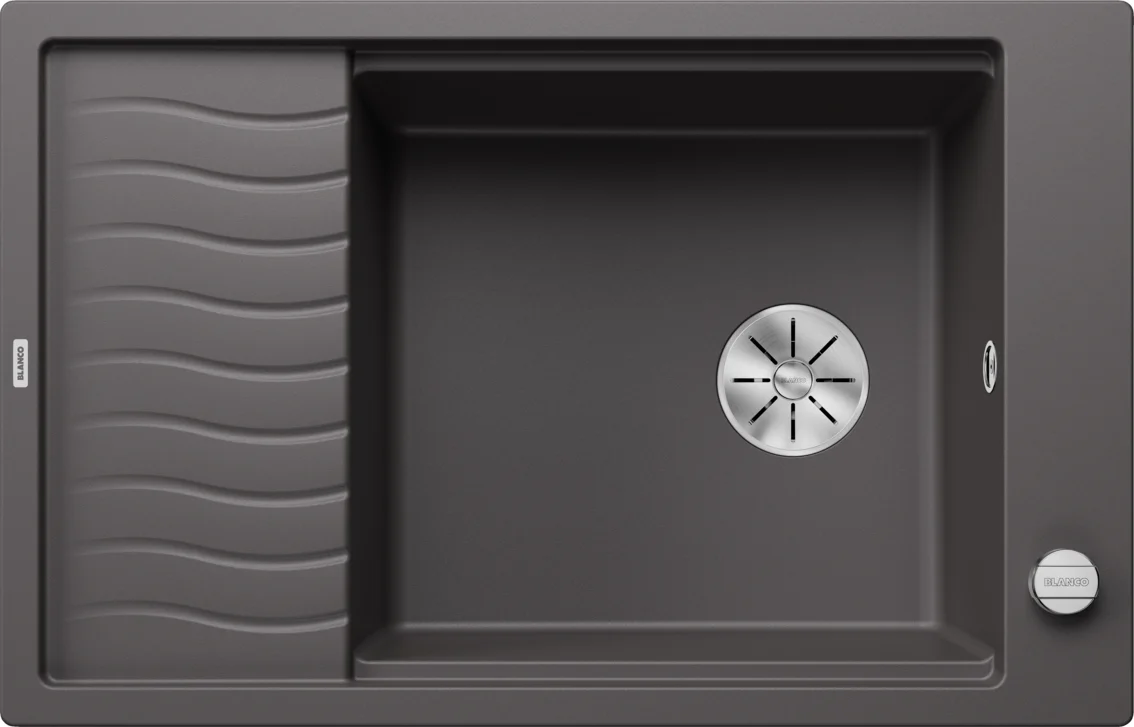 Kitchen Sink Blanco Elon XL 6 S – Silgranit Sink, 78 × 50 cm, with Excenter, Gray Rock