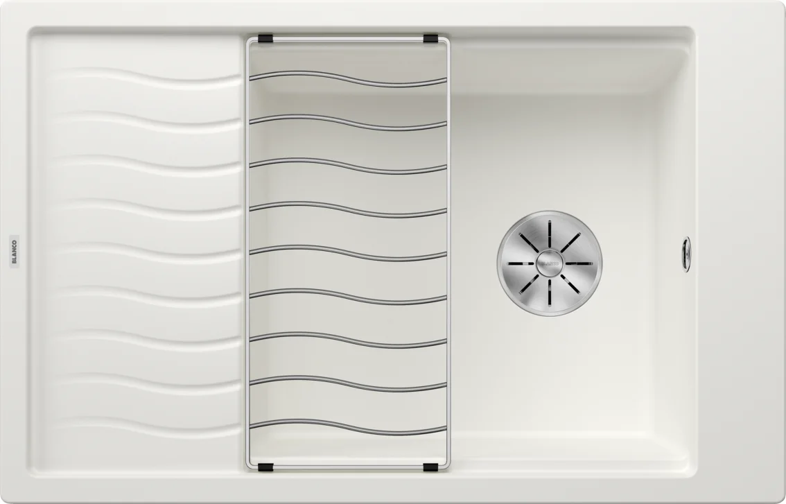 Konyhai mosogató Blanco Elon XL 6 S – silgranit mosogató, 78 × 50 cm, excentrikus nélkül, fehér