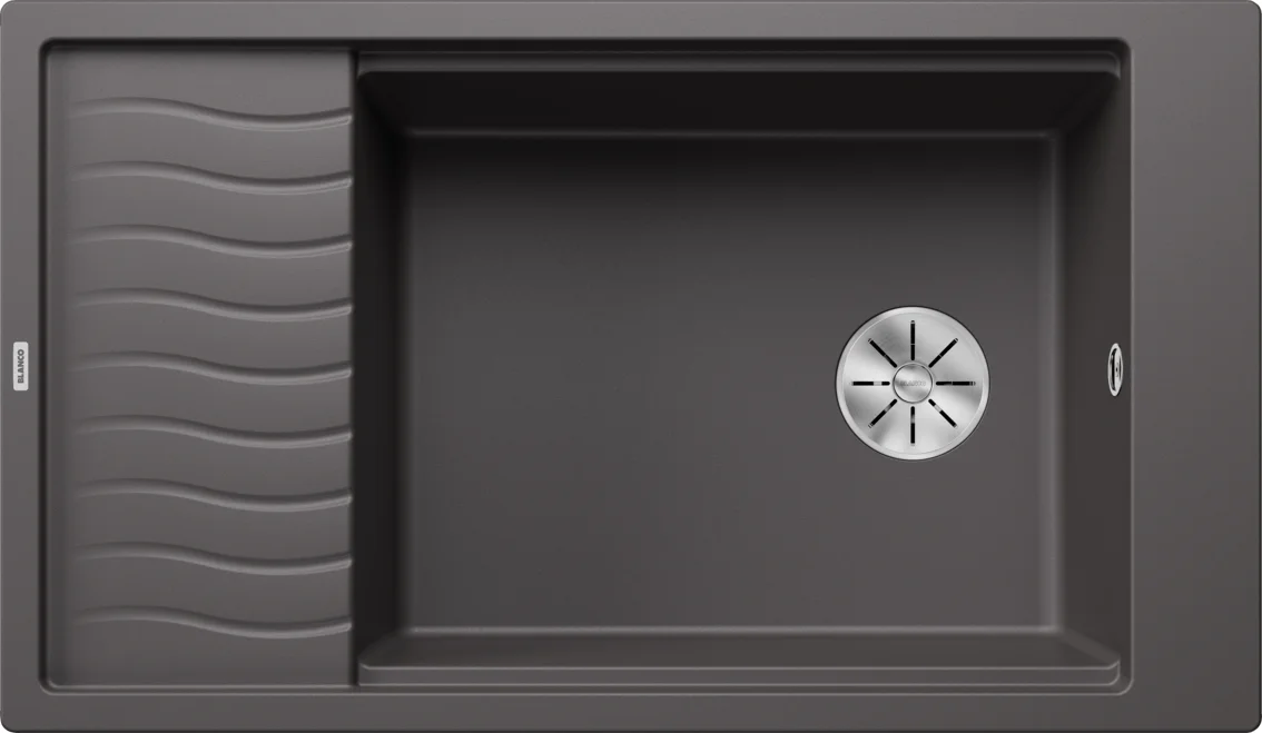 Kitchen Sink Blanco Elon XL 8 S – Silgranit Sink, 86 × 50 cm, Gray Rock