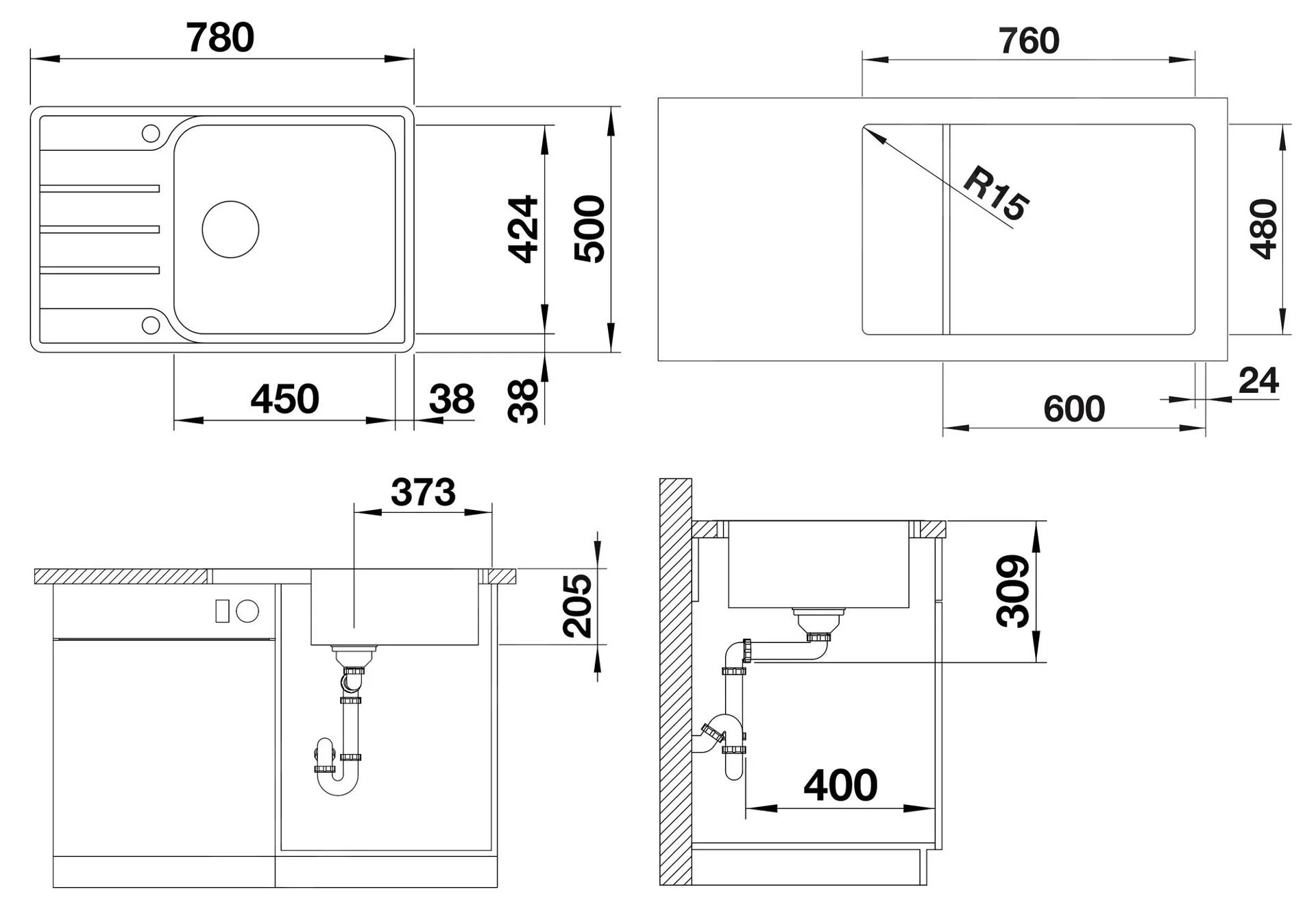 Kuchynský drez Blanco Lemis XL 6S-IF Compact – nerezový drez, 78 × 50 cm, leštený nerez