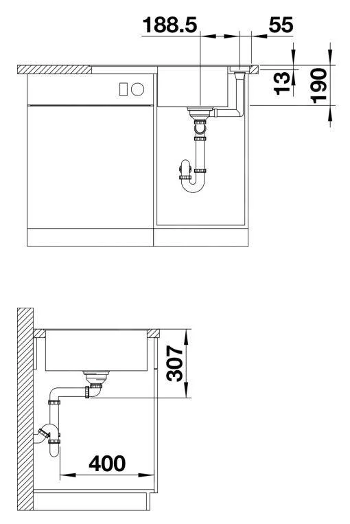 Kuchyňský dřez Blanco Axia III 45 S-F – silgranitový dřez, 77 × 50 cm, s příslušenstvím: krájecí deska z bílého skla, černá