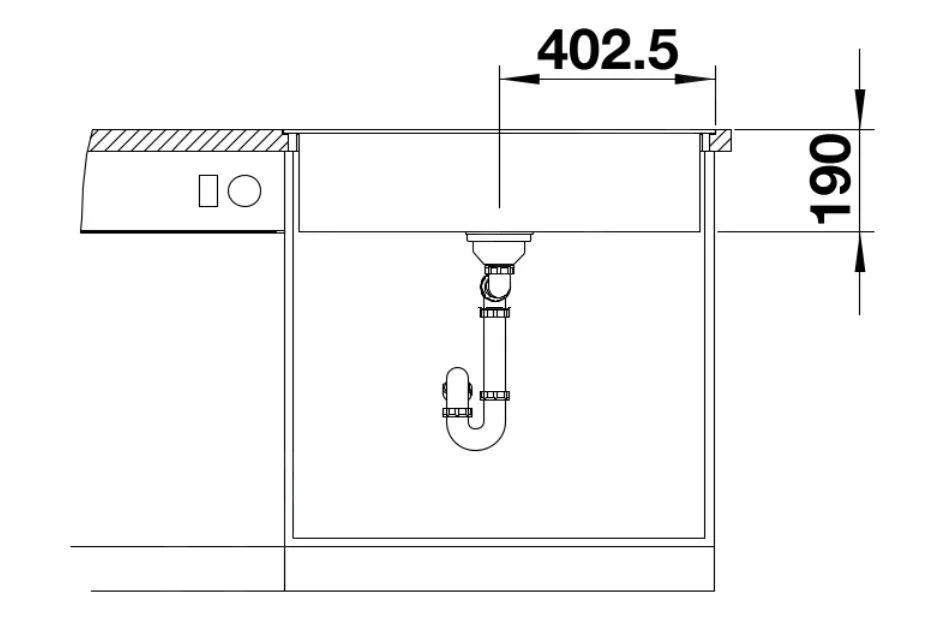 Kitchen Sink Blanco Dalago 8-F – Silgranit Sink, 80.5 × 50 cm, Black
