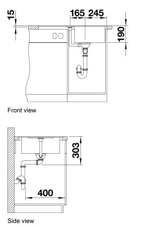 Kitchen Sink Blanco Metra 45 S-F – Silgranit Sink, 77 × 49 cm, Black