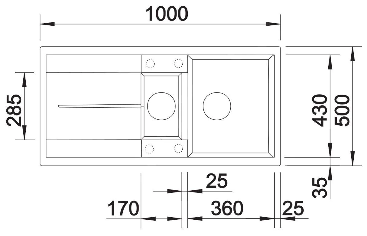 Konyhai mosogató Blanco Metra 6 S – silgranit mosogató, 100 × 50 cm, tartozékokkal: rozsdamentes tál, excentrikus, fekete