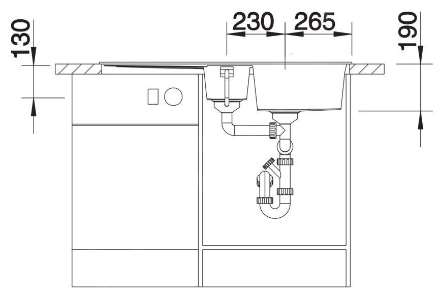 Kuchynský drez Blanco Metra 6 S – silgranitový drez, 100 × 50 cm, bez príslušenstva, bez excentra, čierna