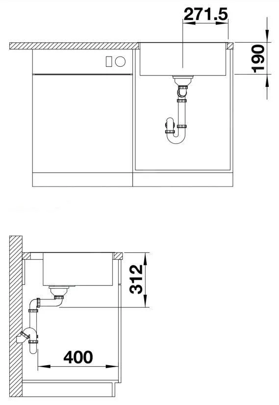 Zlew kuchenny Blanco Subline 500-IF/A SteelFrame – zlew silgranitowy, 54,3 × 51 cm, czarny