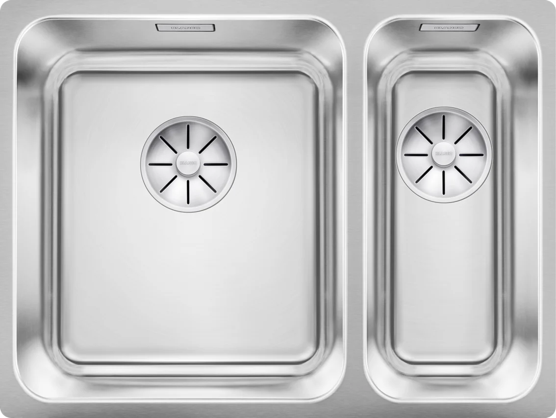 Kitchen Sink Blanco Solis 340/180-IF – stainless steel sink, 58.5 × 44 cm, main bowl on the left, polished stainless steel