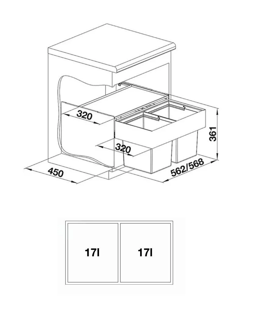 System odpadkowy Blanco Select II Compact 60/2