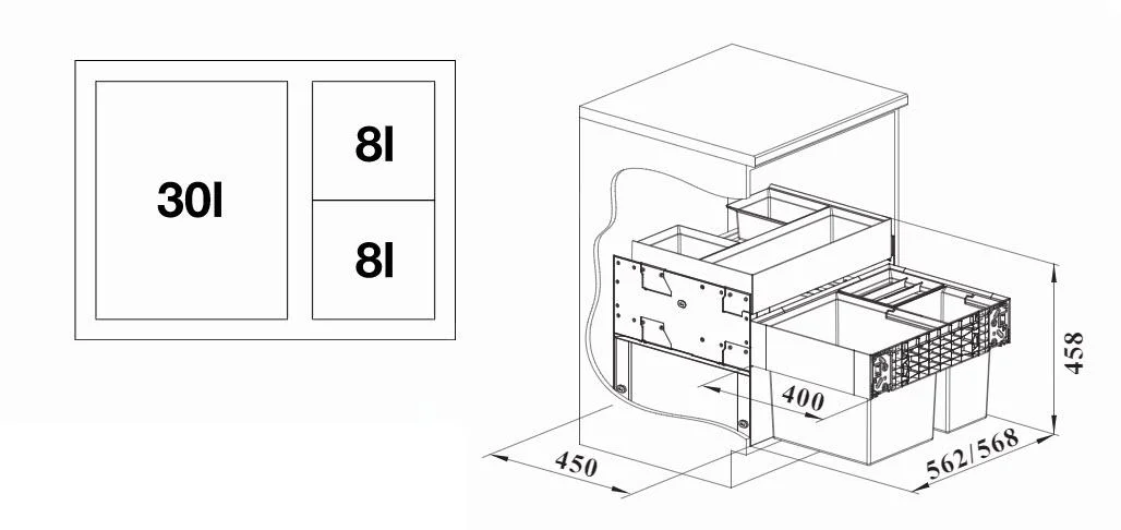 Odpadkový systém Blanco Select II XL 60/3 Orga