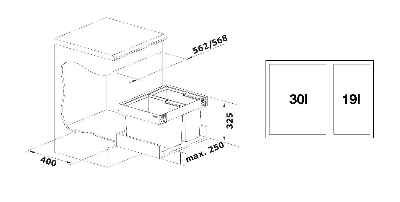 System odpadkowy Blanco Flexon II Low 60/2