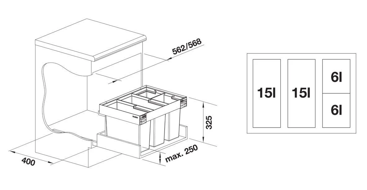System odpadkowy Blanco Flexon II Low 60/4
