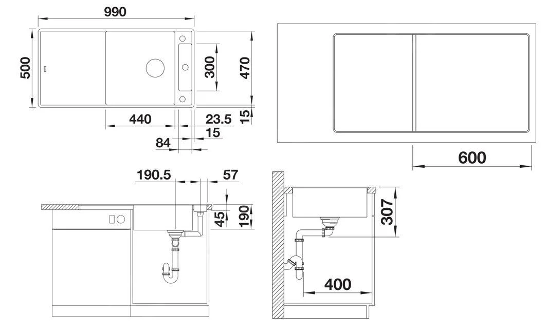 Konyhai mosogató Blanco Axia III XL 6S-F – silgranit mosogató, 99 × 50 cm, tartozékokkal: fehér üveg vágódeszka, fehér soft