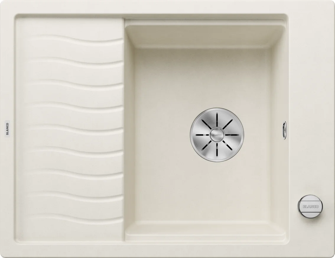 Kuchyňský dřez Blanco Elon 45 S – silgranitový dřez, 65 × 50 cm, s excentrem, bílá soft