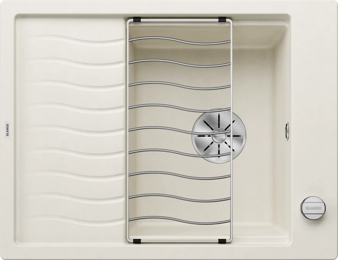 Kuchynský drez Blanco Elon 45 S – silgranitový drez, 65 × 50 cm, s excentrom, biela soft